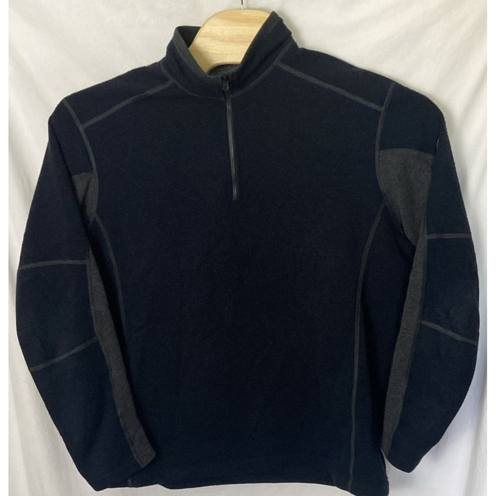 KUHL Men's XL Blue Gray Fleece Sweater Pullover Quarter Zip Outdoor Rugged